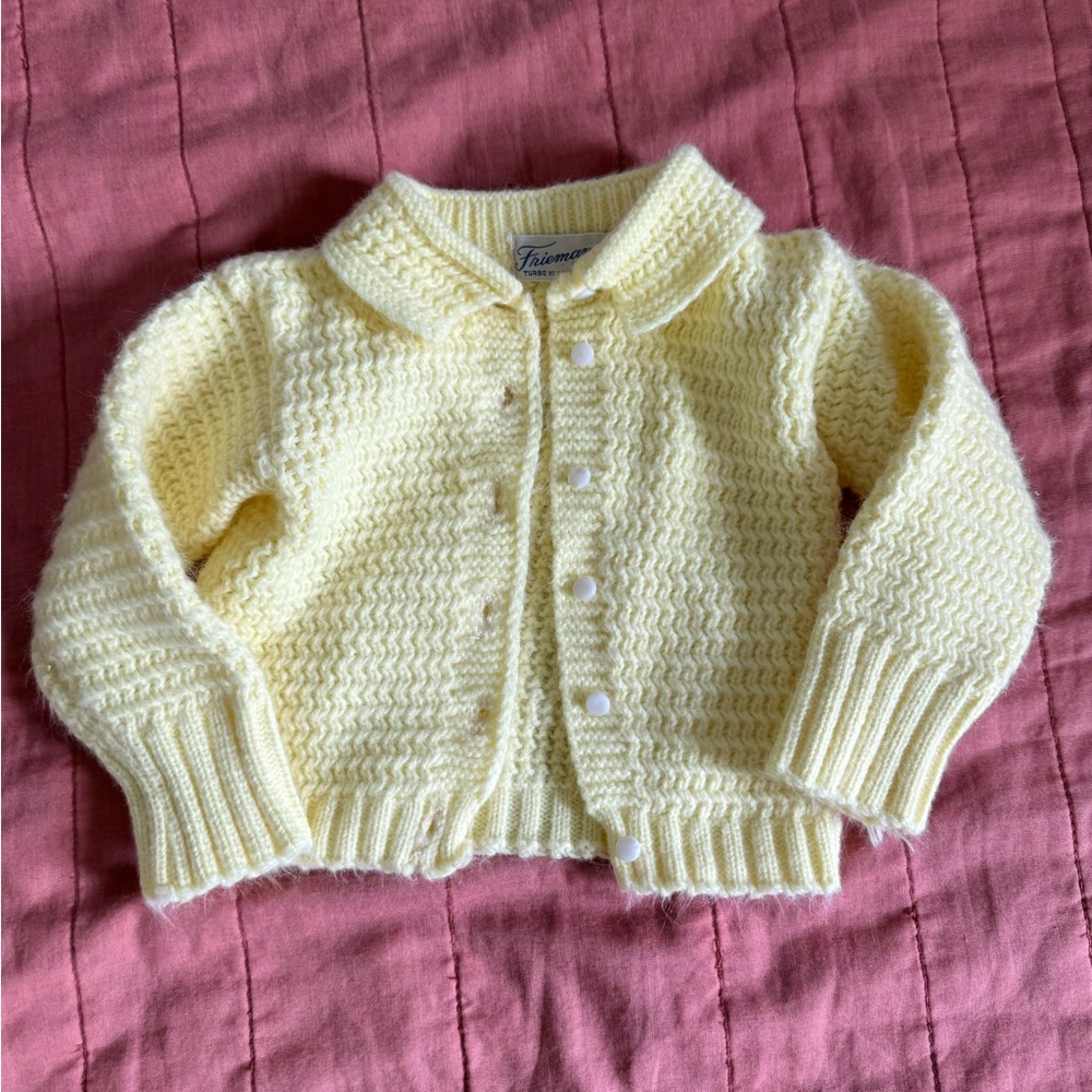 Vintage Friemanit Yellow Knit Sweater Cardigan